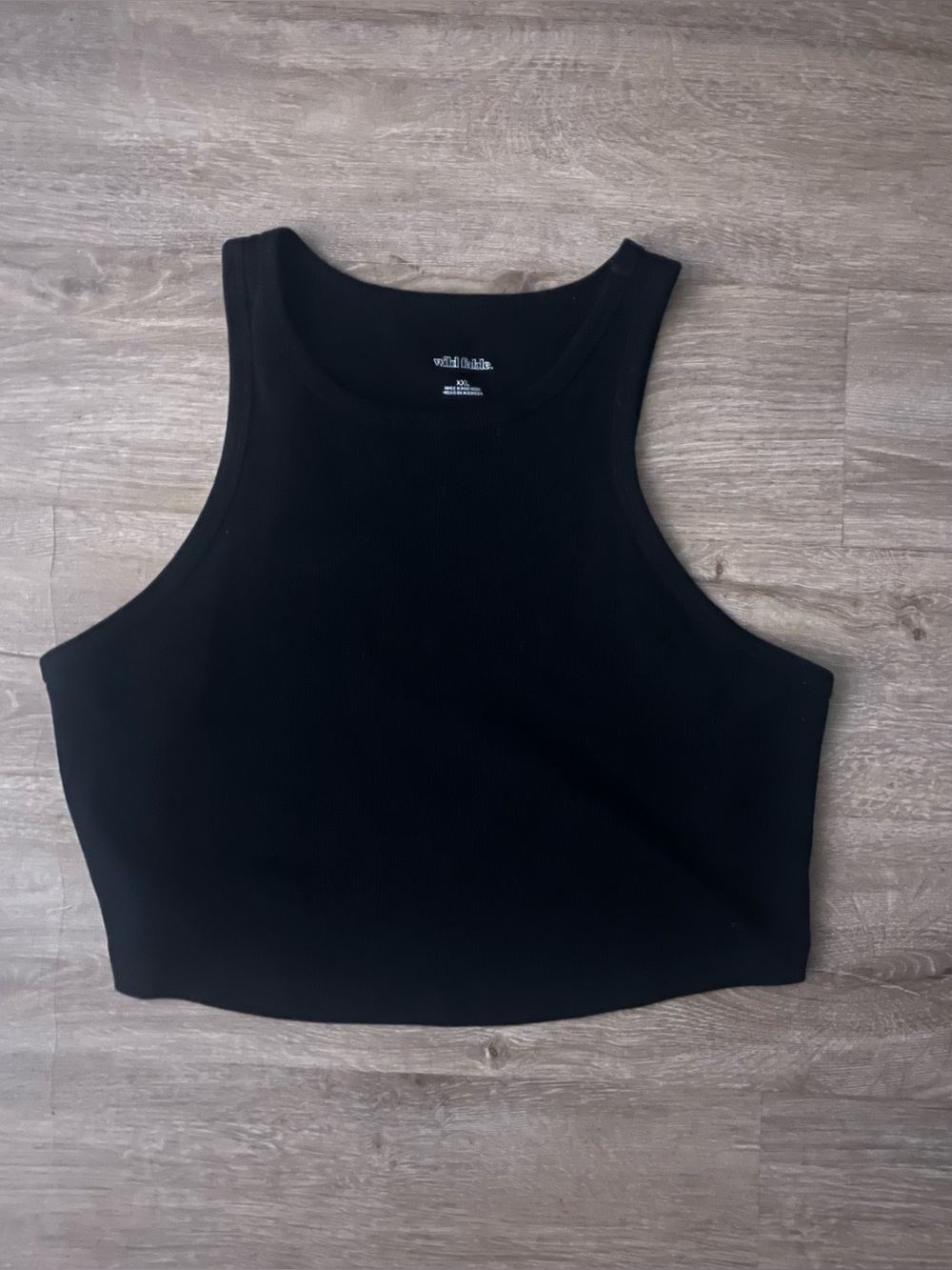 Wild Fable Black Rib Knit Cropped High Neck Tank Top XXL